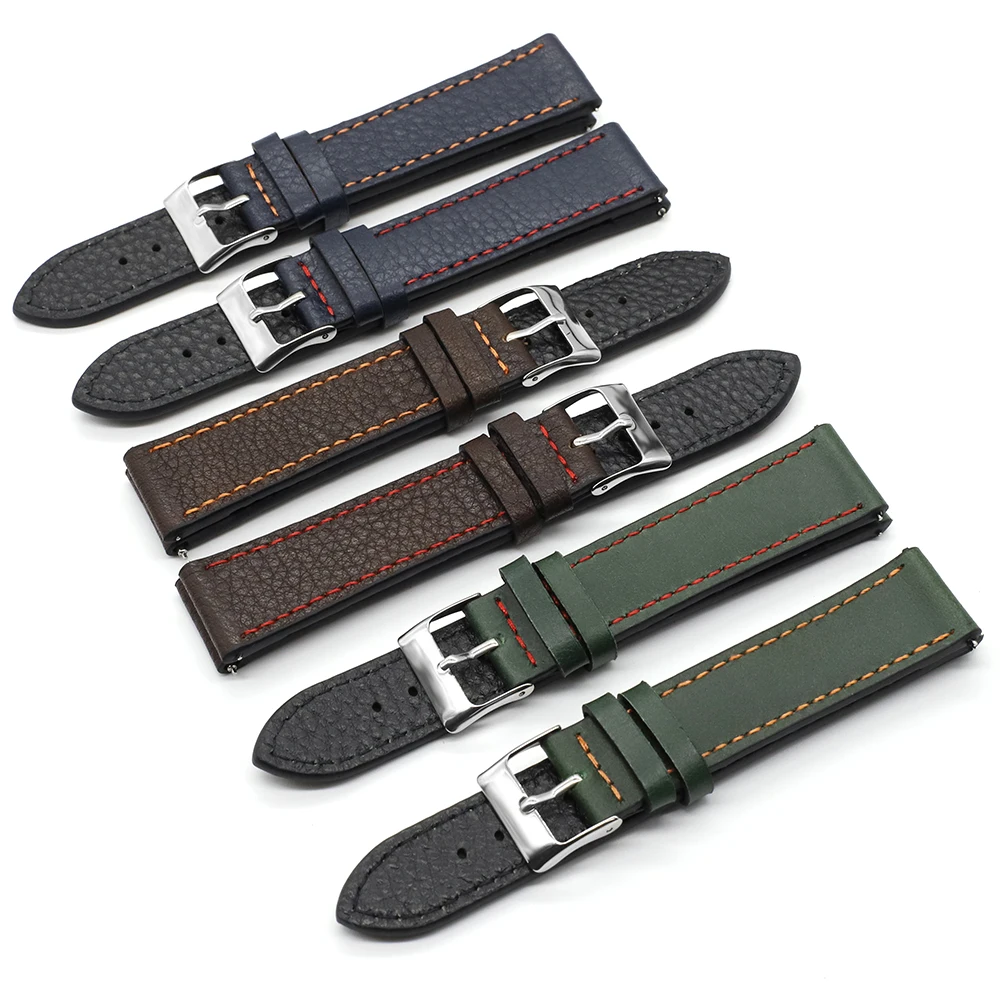 Onthelevel Soft Leather Watch Strap 18mm 19mm 20mm 22mm Watch Band Handmade Retro Watchband Quick Release Spring Bar #D