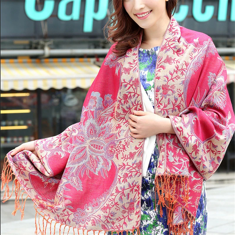 Ethnic style scarf shawl soft scarfs oversized printing fashion fringe long cotton and linen scarf cloak All-match new arrival