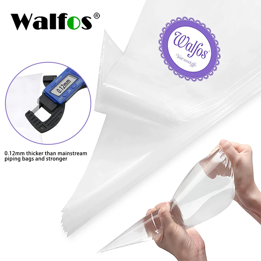 

WALFOS 100 Pieces Disposable Cake Piping Bags Thicken Anti Burst Cream Icing Piping Nozzle Bag Pastry Tips Cake Decorating Tools