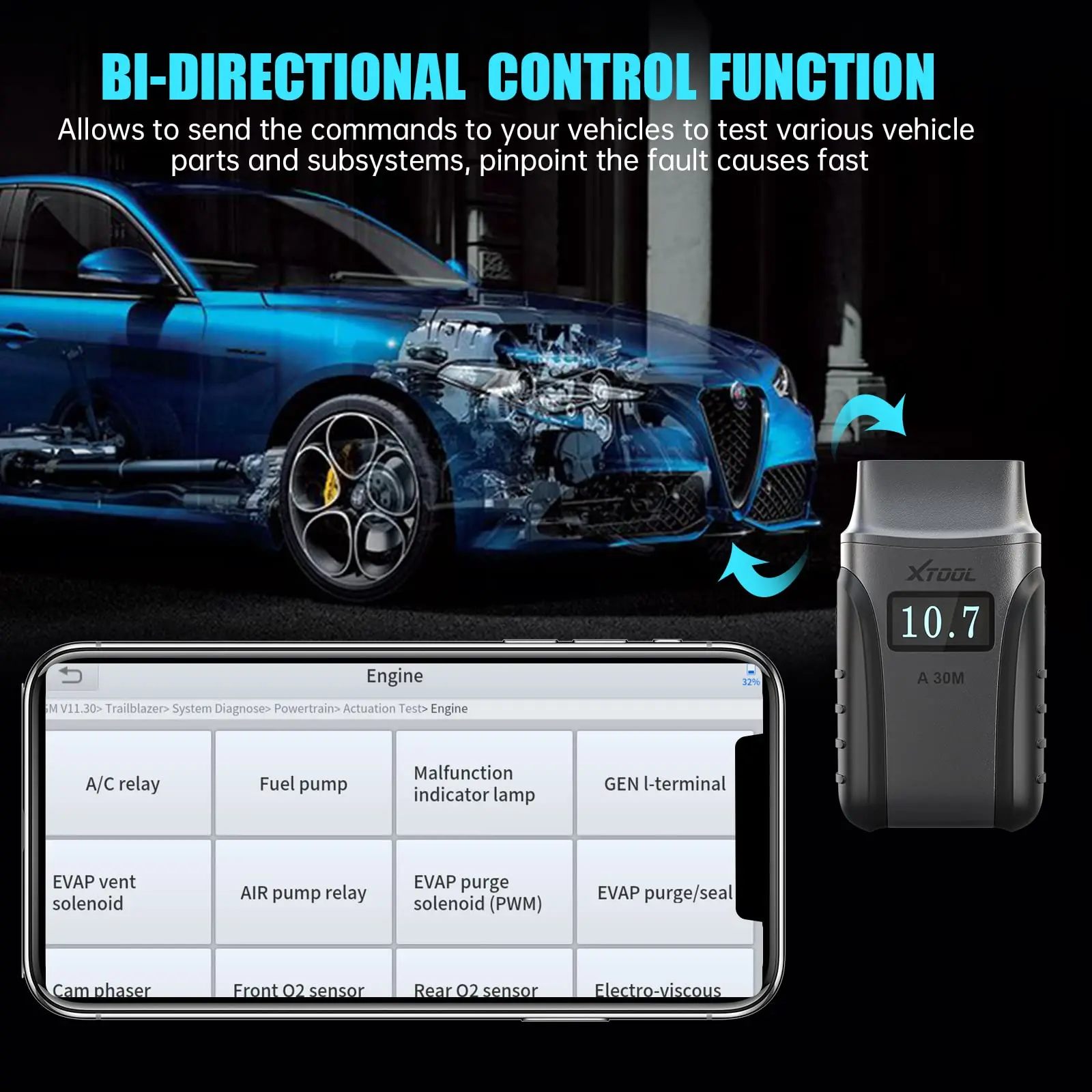 XTOOL Anyscan A30M Bluetooth OBD2 Automotive Scanner Full System Car Diagnostic Tools Lifetime Free Update Active Test CAN FD