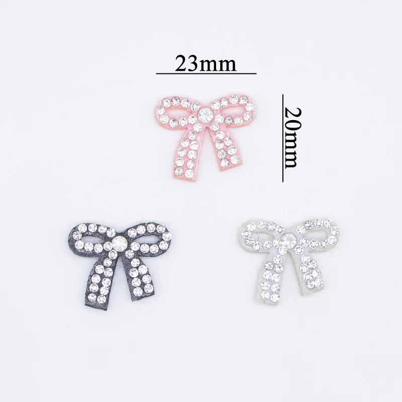 30Pcs/lots 23*20mm Sew-On DIY Bows Patch Cute Bowknot Tie for Clothing Patches Stick-on Crystal Wedding Scrapbooking Accessories