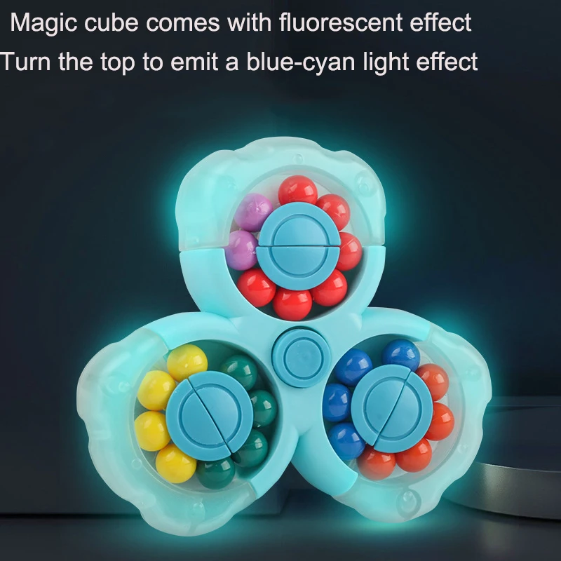 Triangular Rotating Magic Cube Magic Bean   Decompression  Fingertip Cube Toy Finger  Stress Figet Toy  Children Brain Game Toy