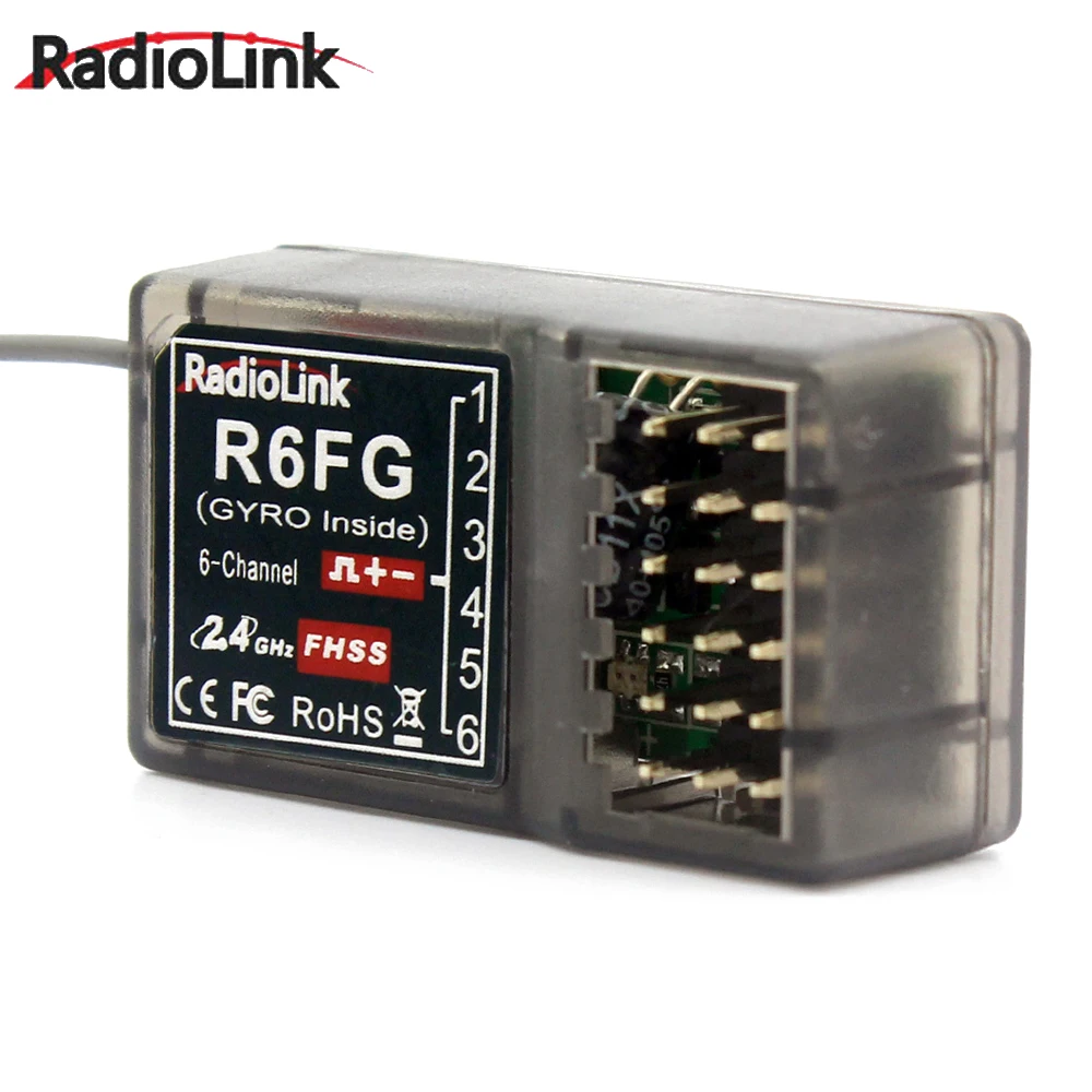 Radiolink R6FG 2.4GHz 6 Channel FHSS Receiver Radio Control System Gyro Integrant For RC4GS/RC3S/RC4G/T8FB Transmitter FPV Drone