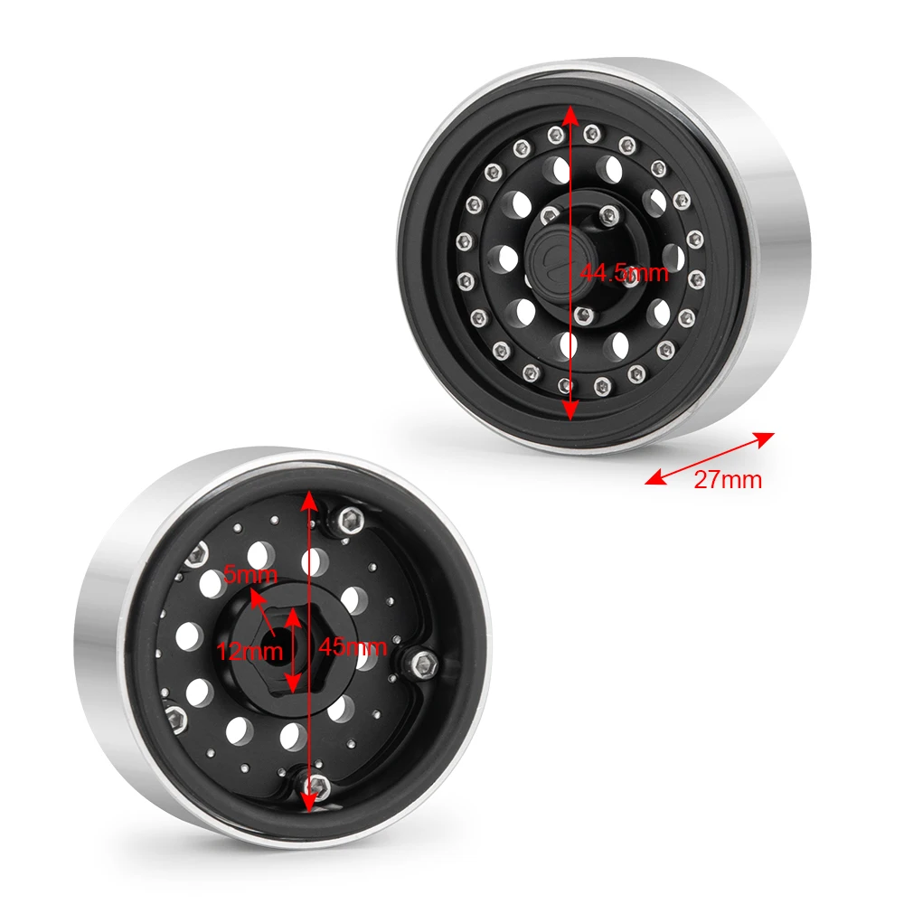 YEAHRUN 1.9inch Metal Alloy Beadlock Wheel Rims Hubs for Axial SCX10 TRX-4 1/10 RC Crawler Car Truck Model Upgrade Parts