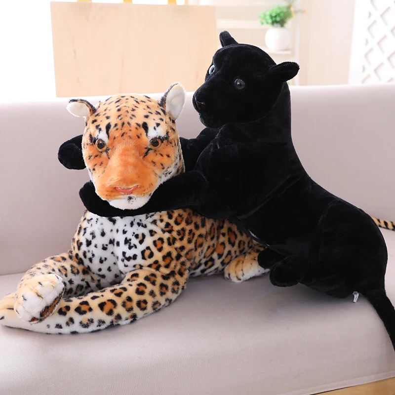 Peluche douce à l\'effigie des panthères noires, léopard, tigre blanc et jaune, jouet idéal comme oreiller pour un enfant, 30 à 120cm