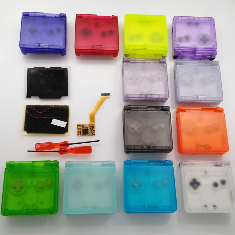 

For GBA SP IPS LCD Kits No need cut Newest Clear Transparent housing for Gameboy Advance GBA SP LCD Backlight Screen Shell