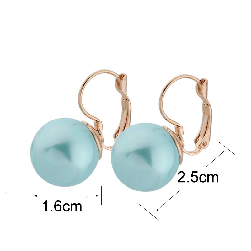 Simple 16mm Pearl Earrings Rose Gold Color Big Ball Earrings with Pearl Drop Earrings for Women Girl Fashion Jewelry 2022