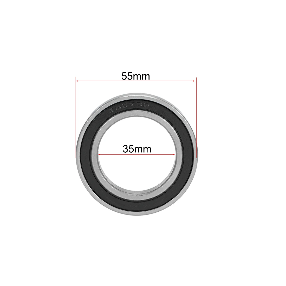 Uxcell 2Pcs 6907-2RSแบริ่งบอลร่องลึก 35 มม.X 55 มม.X 10 มม.คู่ปิดผนึกโครเมี่ยมเหล็กz2 ABEC1 สำหรับHome Office DIY