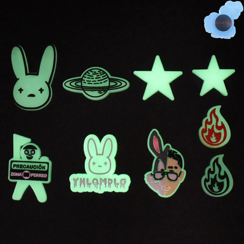 High Quality 50PCS Cool Luminous Rabbit Kids Shoes Accessories PVCcuteShoe Clog Cute Shoes Charms Holiday Presents