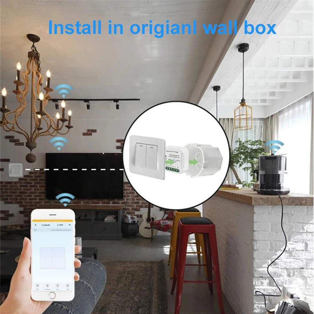 Tuya Mini 16A Smart Wifi Switch Smart Home Two Way Remote Control DIY Smart Switch Via Smart Life APP Work with Alexa Google