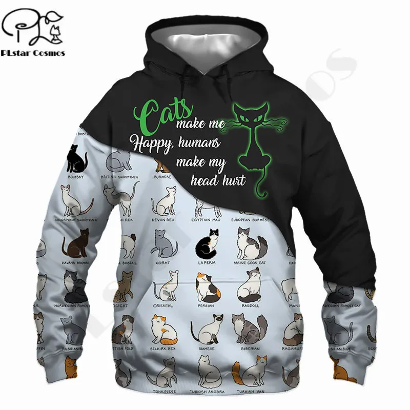 PLstar Cosmos 3DPrint Newest Cat Animal Pet Art Funny Premium Unique Harajuku Streetwear Unisex Hoodie/SweatshirtZip Style-3