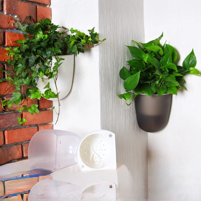 large size Self Watering Plant Flower Pot Wall Hanging Wall corner Plastic Planter Basket Garden Supply Home Garden with Hooks