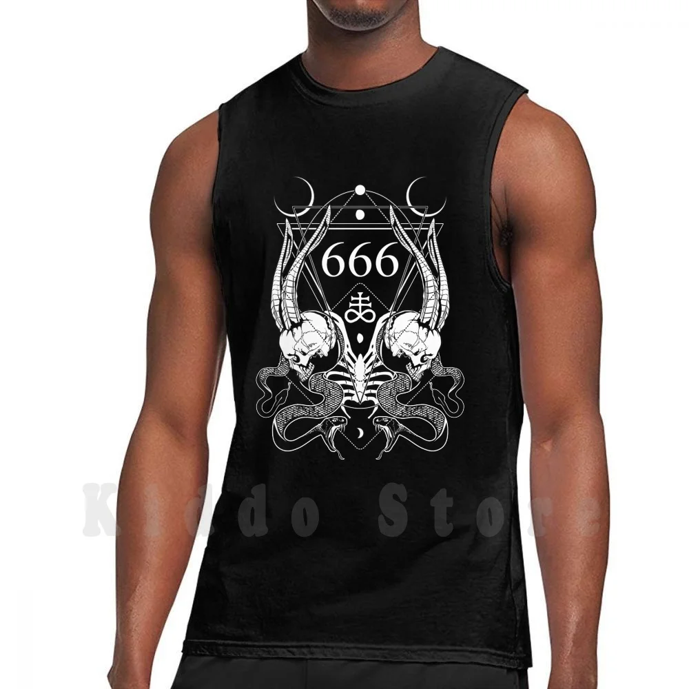 666 With Some Skulls , Serpents And Leviathan Cross Tank Tops Vest 100% Cotton 666 Satan Satanic Lucifer Leviathan Cross