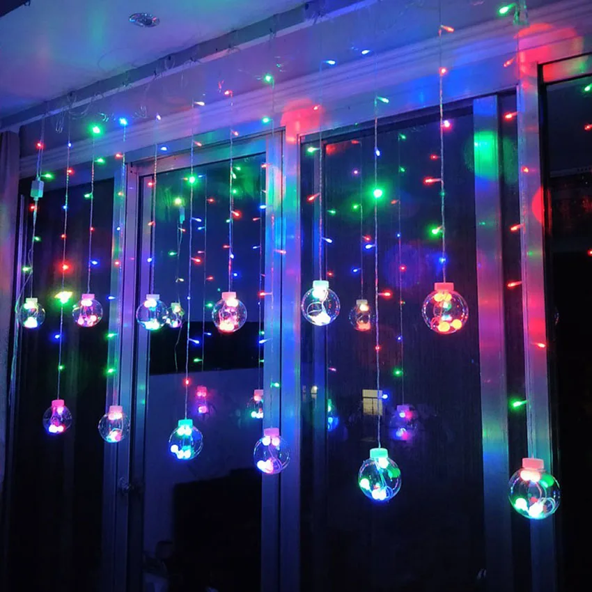 2.5M AC220V Transparent Wishing Balls LED Curtain Fairy String Lights Romantic Xmas Christmas Wedding Party Decoration Lights