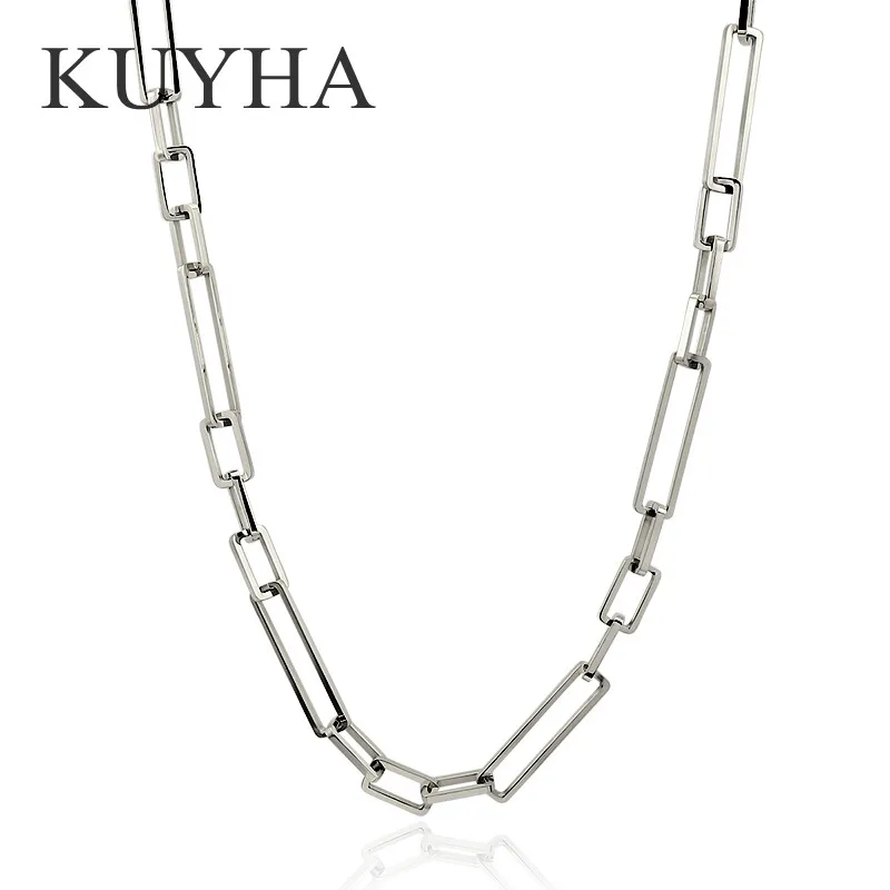 Trendy Chain 45cm sliver Necklaces and 21cm bracelet set for for Women Girls Stainless Steel Choker Nameplate Jewelry