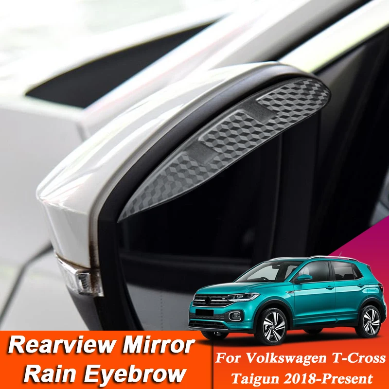 Car-styling For Volkswagen T-Cross Taigun 2018-2023 Carbon Fiber Rearview Mirror Eyebrow Rain Shield Anti-rain Visor Accessories