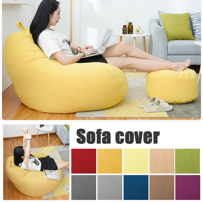 

cozy Sofas Cover puff Gigante Chairs Without Filler Linen Cloth Lounger Seat Bean Bag Pouf Couch Tatami Pouf Salon Puff Asiento