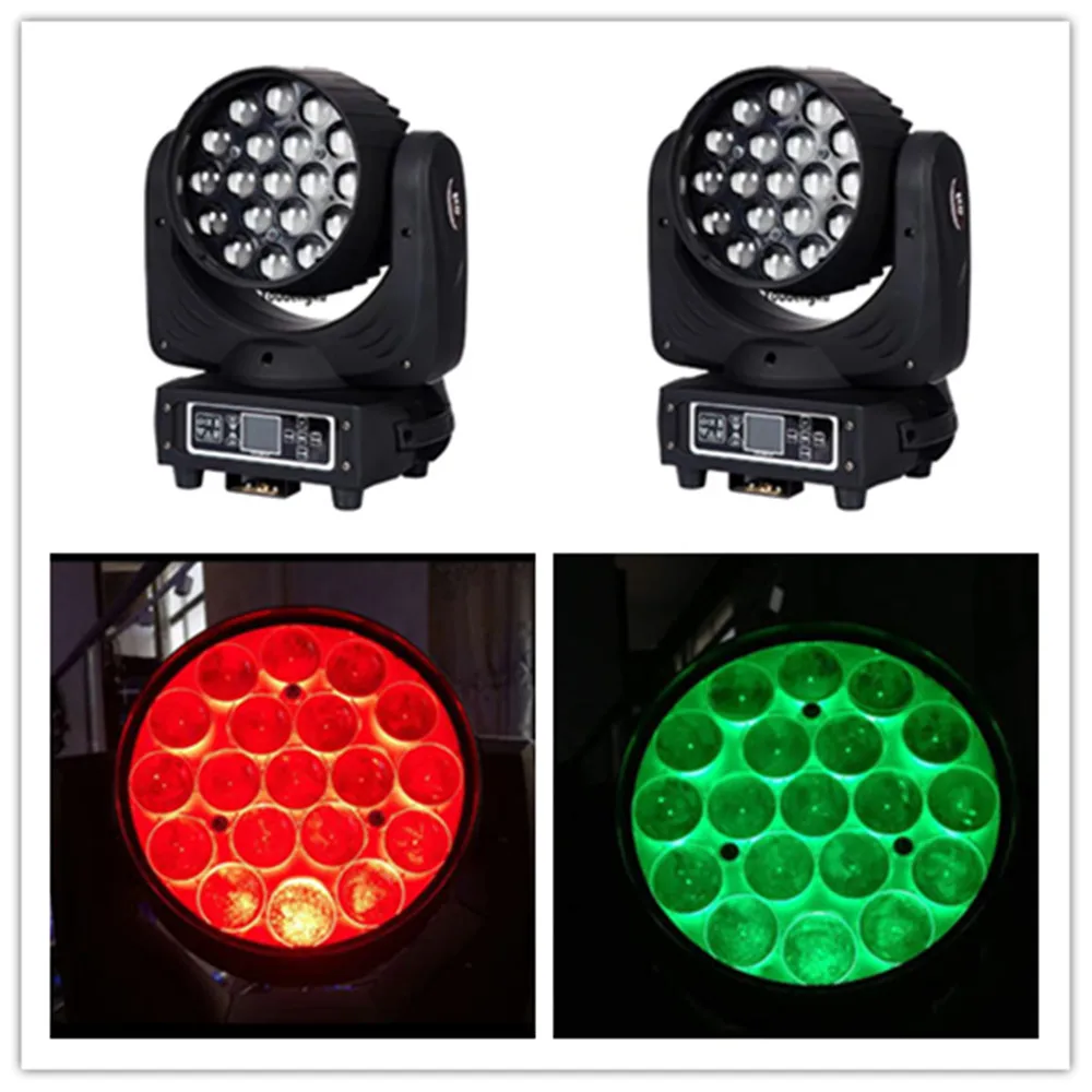 6pcs Event stage moving head 19x12w dmx rgbw 4-in-1 zoom led wash moving head dmx512 stage lighting for disco ktv party show