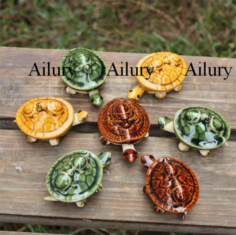 Ceramic Crafts Long-Lived Turtles,Glans,Feet Tails Shake,Small Mini Gardening Animals Decorations