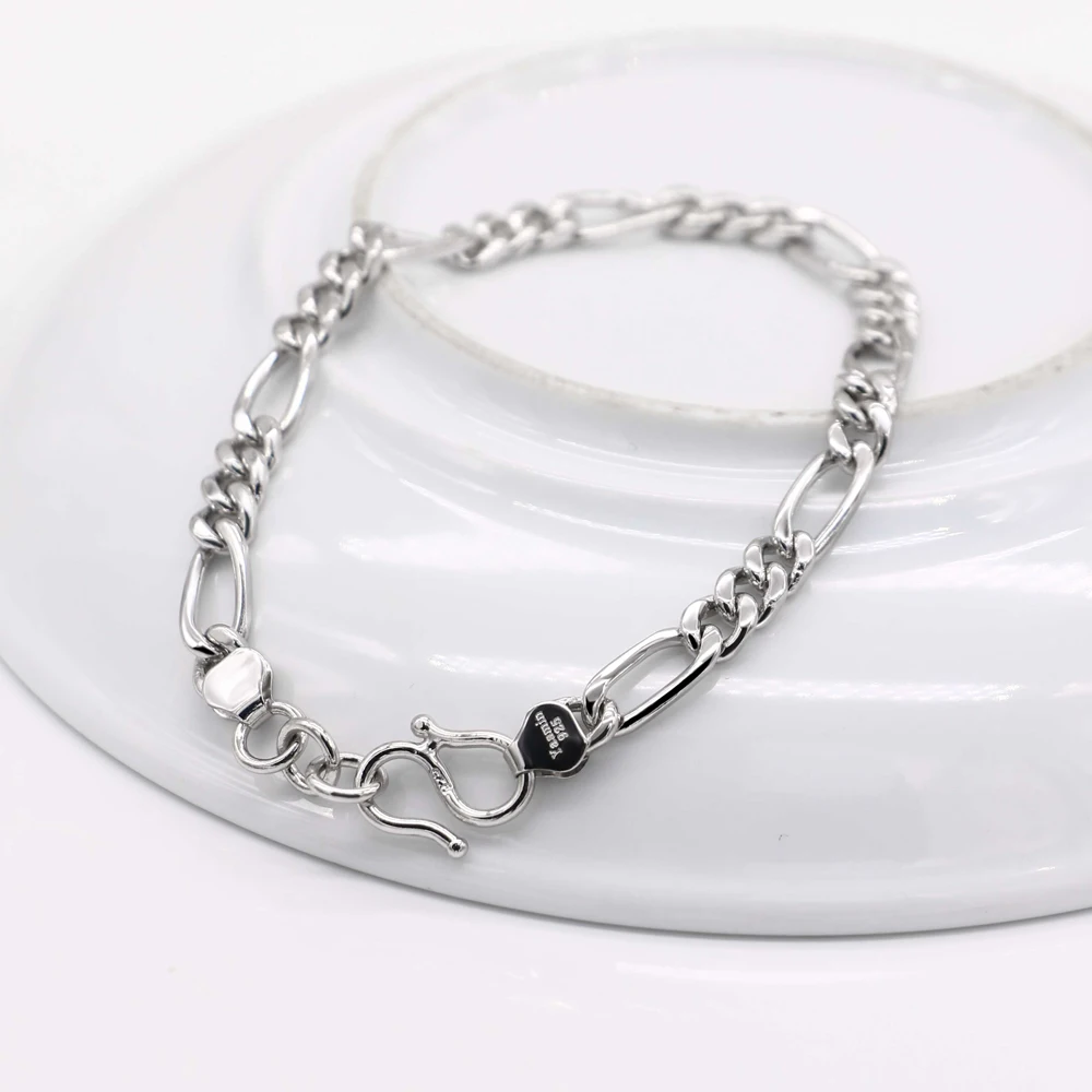 

Classic 925 Sterling Silver Bracelet for Men with Figaro Chain Elegant Fashion Jewelry for Birthday And Anniversary Gift 6mm