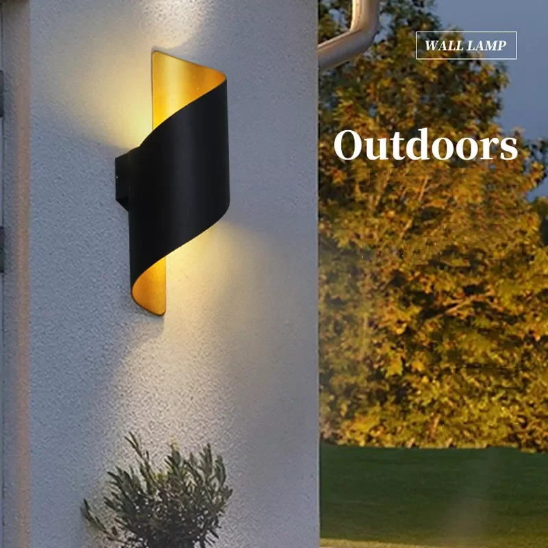 

Modern Led Wall Lights Outdoor IP65 Waterproof Aluminum Body Up Down Spiral Shade Home Hotel Corridor Porch Sconce Wall Lamps