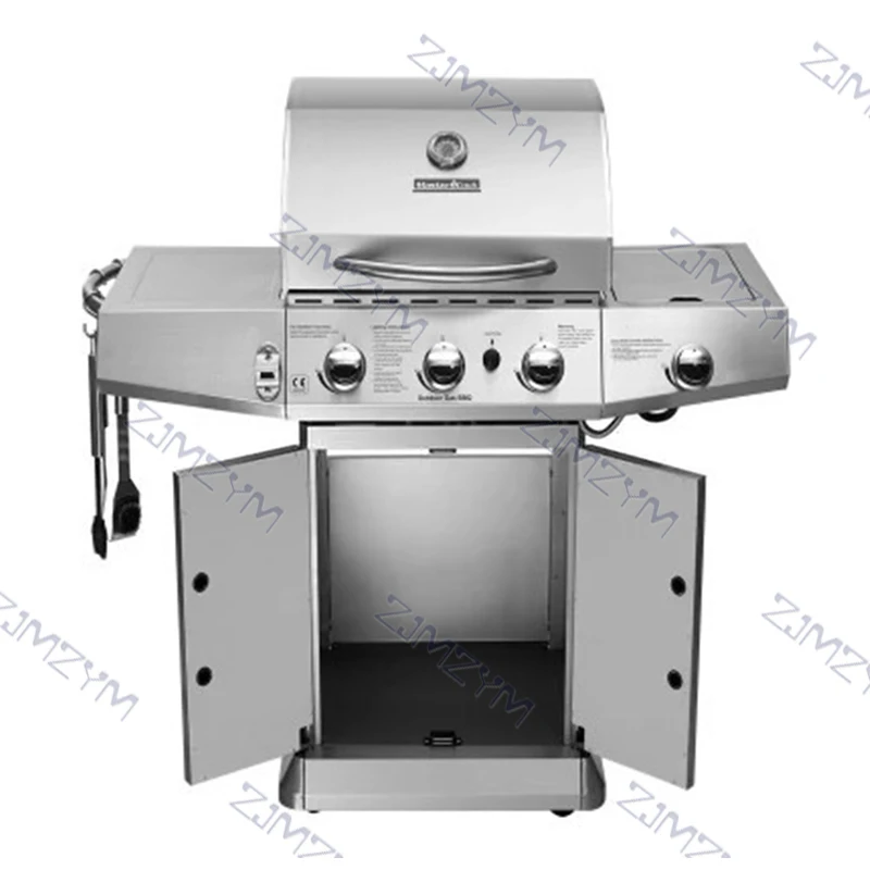 Natural gas stainless steel barbecue stove household commercial smokeless barbecue stove mobile convenient barbecue stove