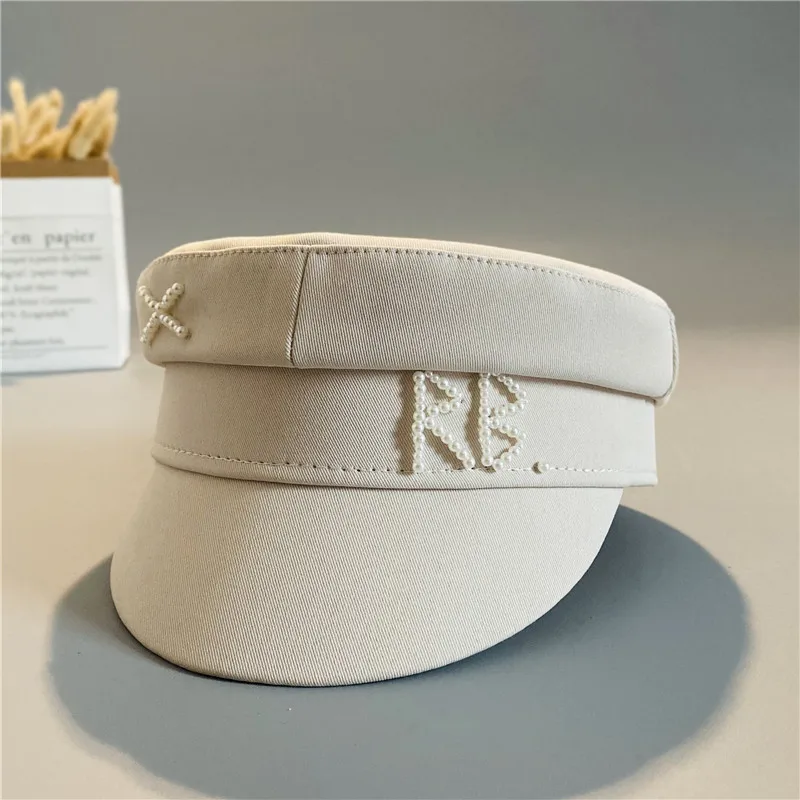 2022 New Pearl Letter Newsboy Caps Women Flat Militray Caps