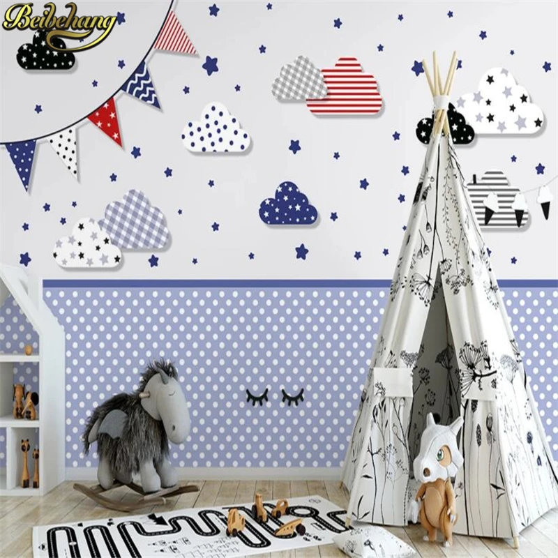 beibehang Cartoon nautical flags clouds photo mural wallpaper for children room background wall papers home decor 3D Decoration