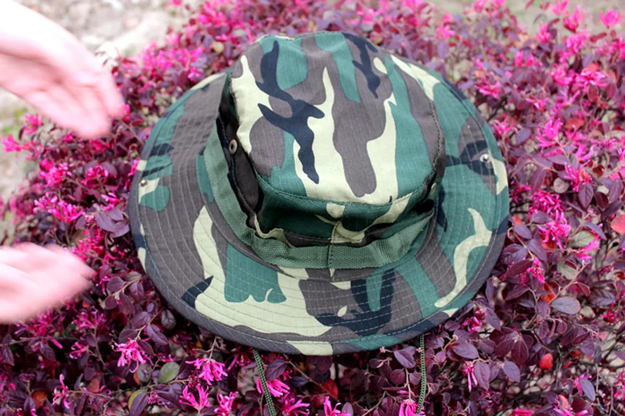 Bucket Hat Boonie Hunting Fishing Outdoor Cap Wide Brim Military Unisex Sun Camo Sports Hats