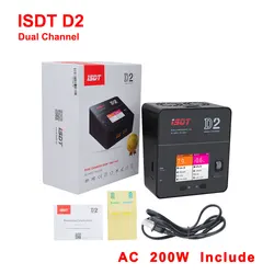 ISDT D2 MarkⅡ AC 200W 12A 2-6S Dual Channel Battery Balance Charger For Lilon LiPo LiHV NiMH Pb Gaoneng Tattu Battery RC Models