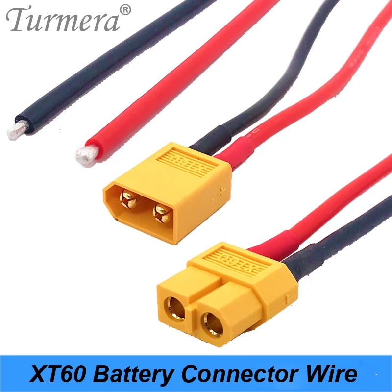 XT60 Battery Male Female Connector Plug with Silicon 16 AWG Wire for 18650 Battery Connector Wire about 15cm Length