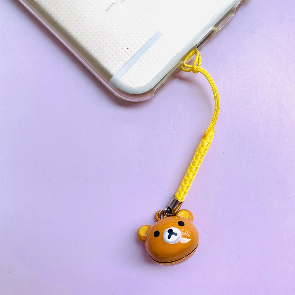 1pcs kawaii copper bell pendant anime lucky cat phone straps for mobile phone accessories charm straps novelty gift diy keychain