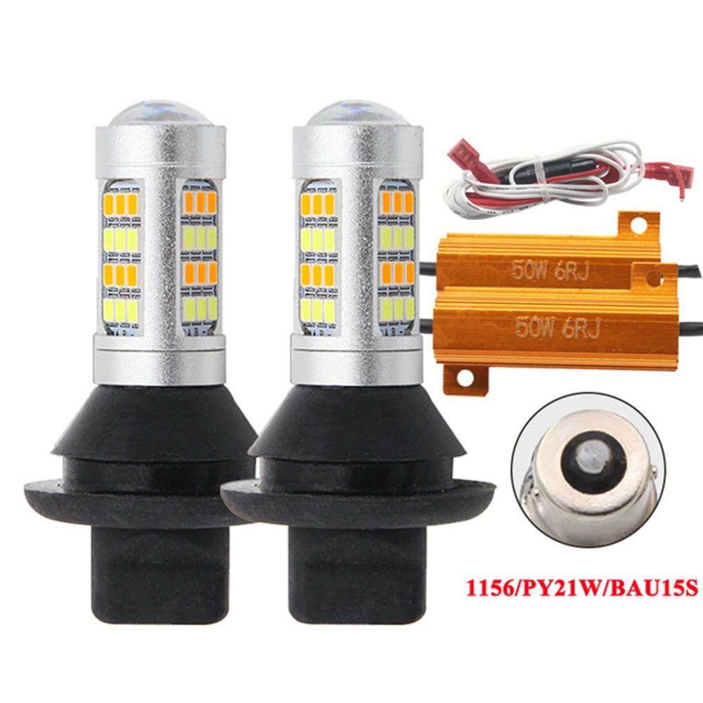 DRL 방향 지시등, LED 1156, BA15S, BAU15S, T20, 7440, W21W, 2835, 42smd, 듀얼 모드, 주간 주행등, 화이트, 아이스, 블루, Amer, PY21W, P21W