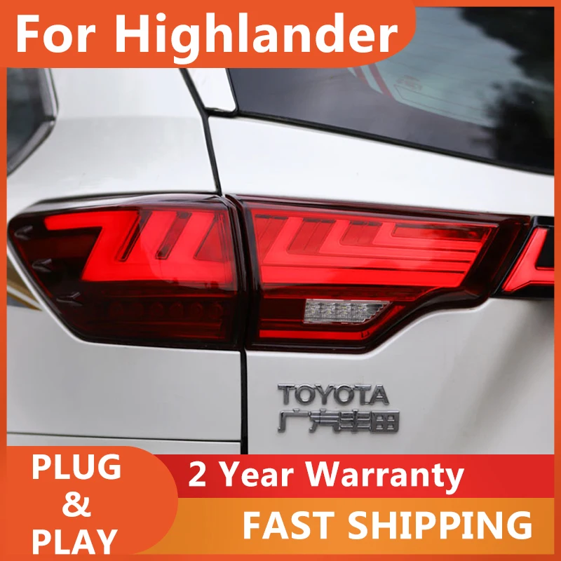 

Автомобильные аксессуары для задних фонарей для Toyota Highlander 2015-2019 Kluger, задний фонарь DRL, противотуманный тормоз, указатель поворота, задний ход