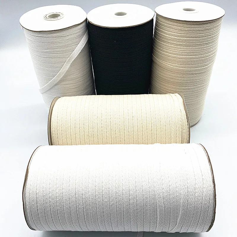 3yds 6-20mm negro blanco correas cinturón en espiga accesorios de ropa hecho a mano Diy tela de algodón cinturón borde cinta vendaje