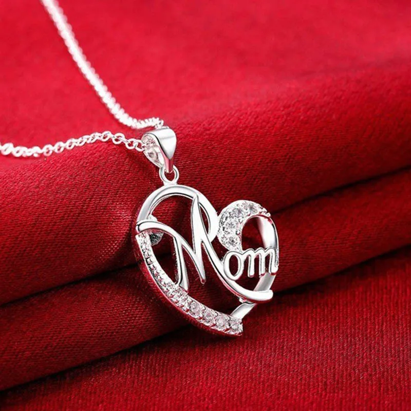 Love Mom Necklace Jewelry MUM Letters Heart Pendant Necklace Mother Day Gift SEC88