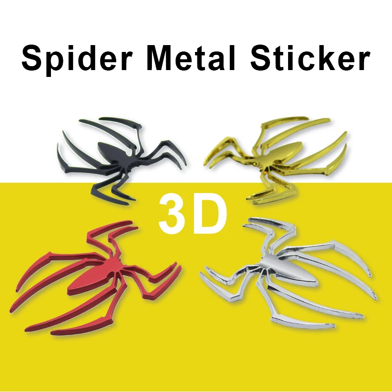 1pcs New 3D Car Sticker Metal 3D Spider Shape Emblem Chrome Car Truck Motor Decal Sticker,Computer Stickers Decal Ornament