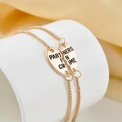Best Friends Forever Partners In Crime Valentine Split Heart Pendant Bracelets & Bangles Set 1Pair