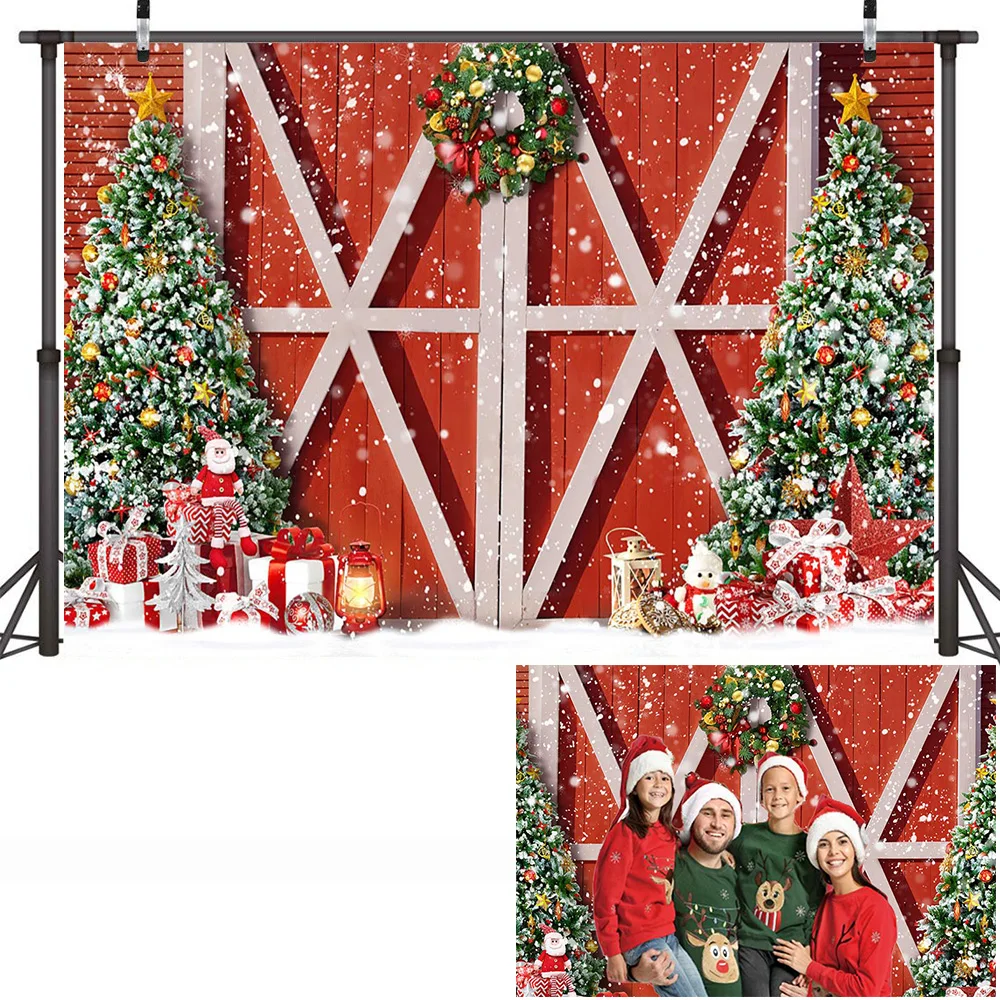 Winter Christmas Photography Backdrop Fireplace Birthday Cake Smash Portrait Background Snow Socks Pine Forest Studio Photoshoot