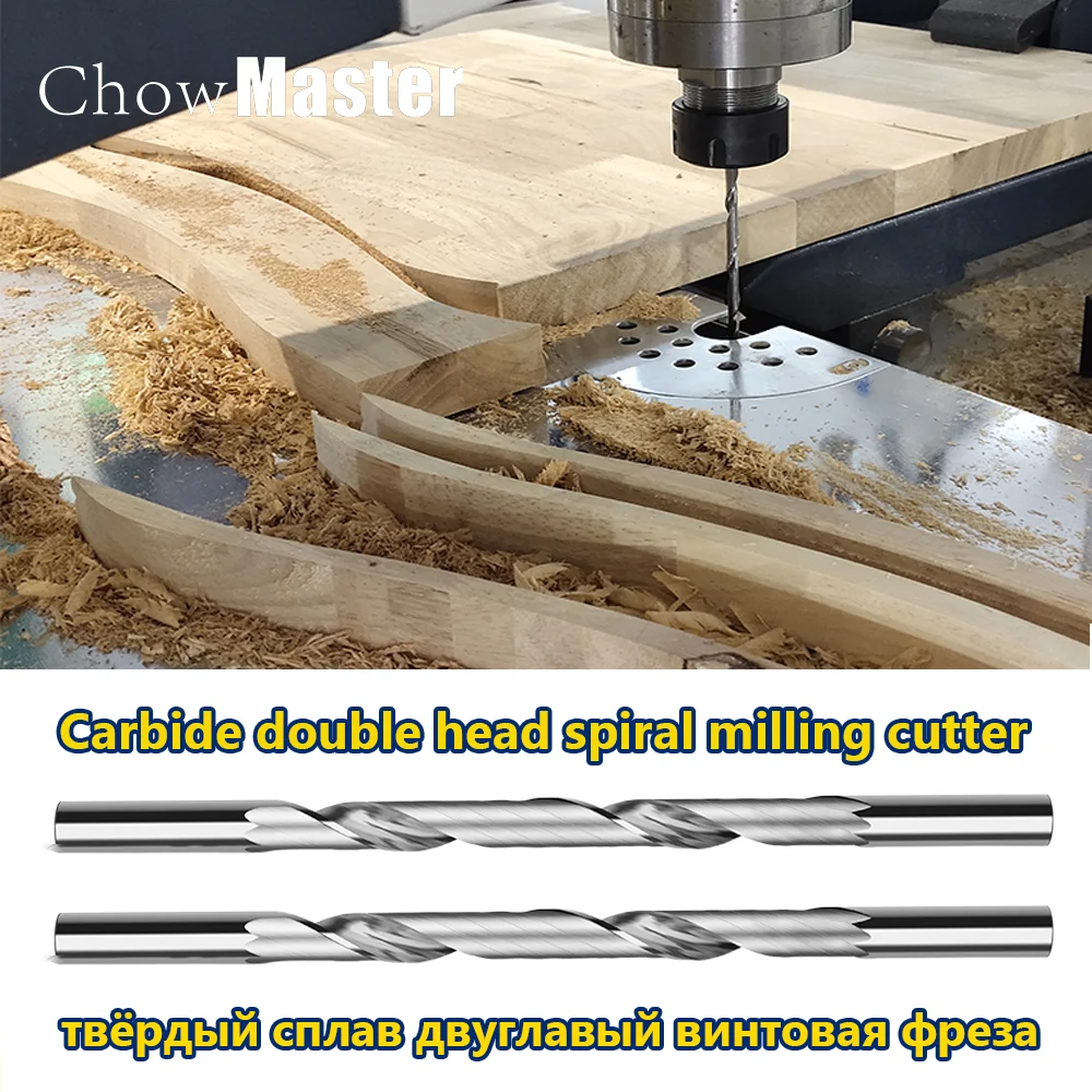 CNC WOOD CUTTER 4/6/8mm Tungsten Steel Wood Double Head Cutting Single Edge Spiral End Mill CNC Woodworking Trimming CUTTER