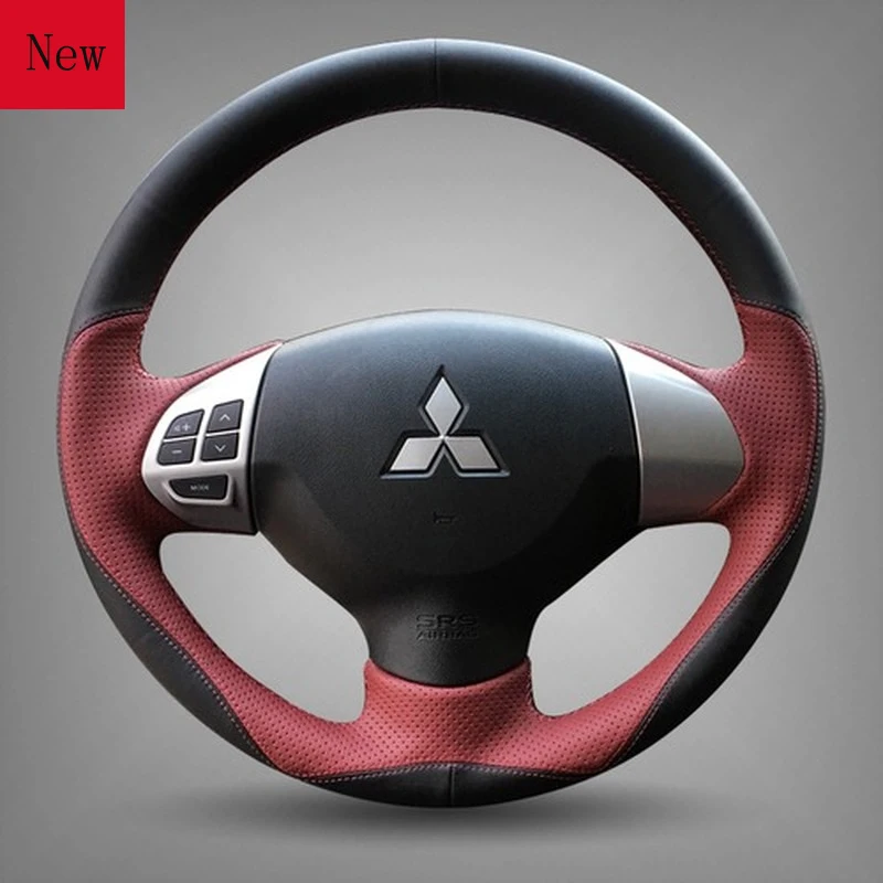 DIY Leather Hand-sewn Car Steering Wheel Cover for Mitsubishi Asx Eclipse Lancer Pajero Sport Outlander Car Accessories