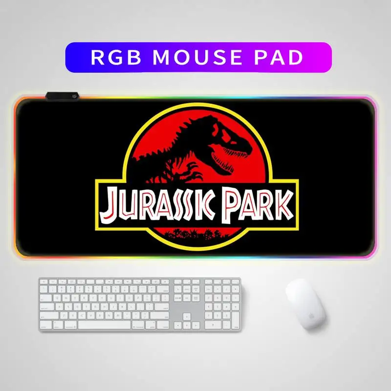 

RGB Mouse Pad Jurassic Park Large Locking Edge Speed Game Gamer LED Mousepad Soft Laptop Notebook Mat For CS GO LOL DOTA2 Carpet