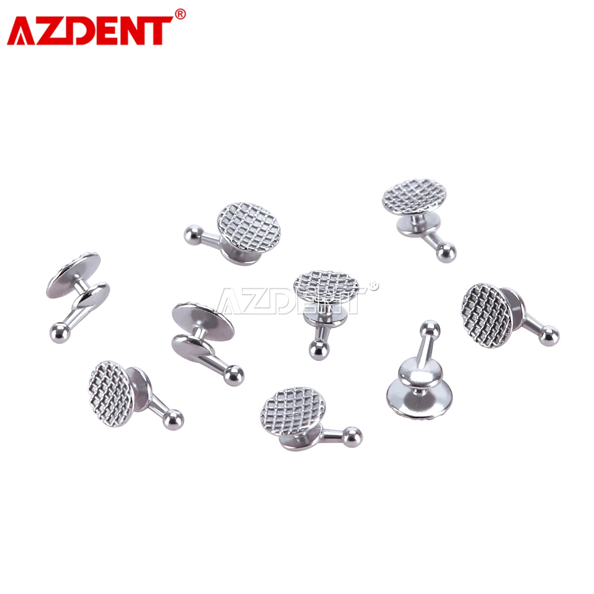 10PCS AZDENT Dental Orthodontic Lingual Buttons with Traction Hook Round Base Bondable