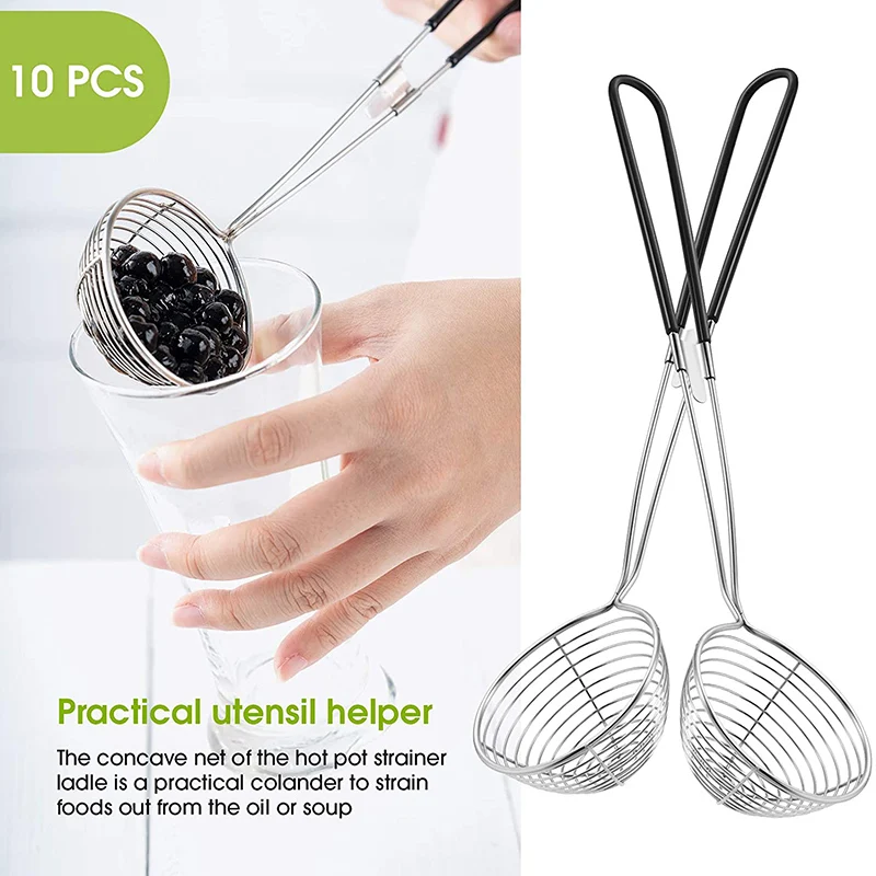 Hot Pot Strainer Scoops Stainless Steel Hot Pot Strainer Spoons Mesh Skimmer Spoon Asian Strainer Ladle with Handle