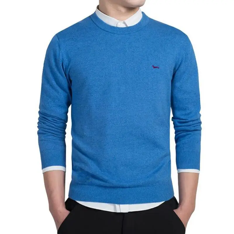 Nuova Primavera Autunno Casual Polo Jersey Uomo Solid Pullover Manica lunga 100% cotone Harmont O-Collo Blaine Plus Size Maglioni