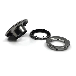 Juego de 30 ojales exteriores e interiores de 32mm de 16mm y altura de 10mm, material negro y grueso, agujeros de metal, cuerda de tela para tienda de campaña