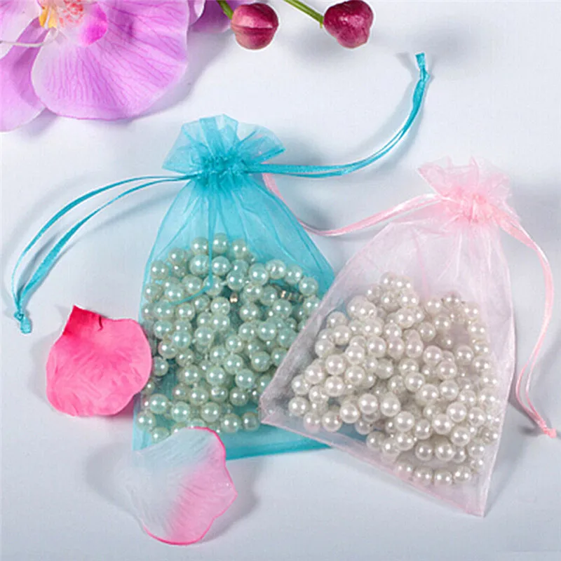 50pc Organza Bags Jewelry Candy Bag Wedding Favors Bags Mesh Gift Pouches