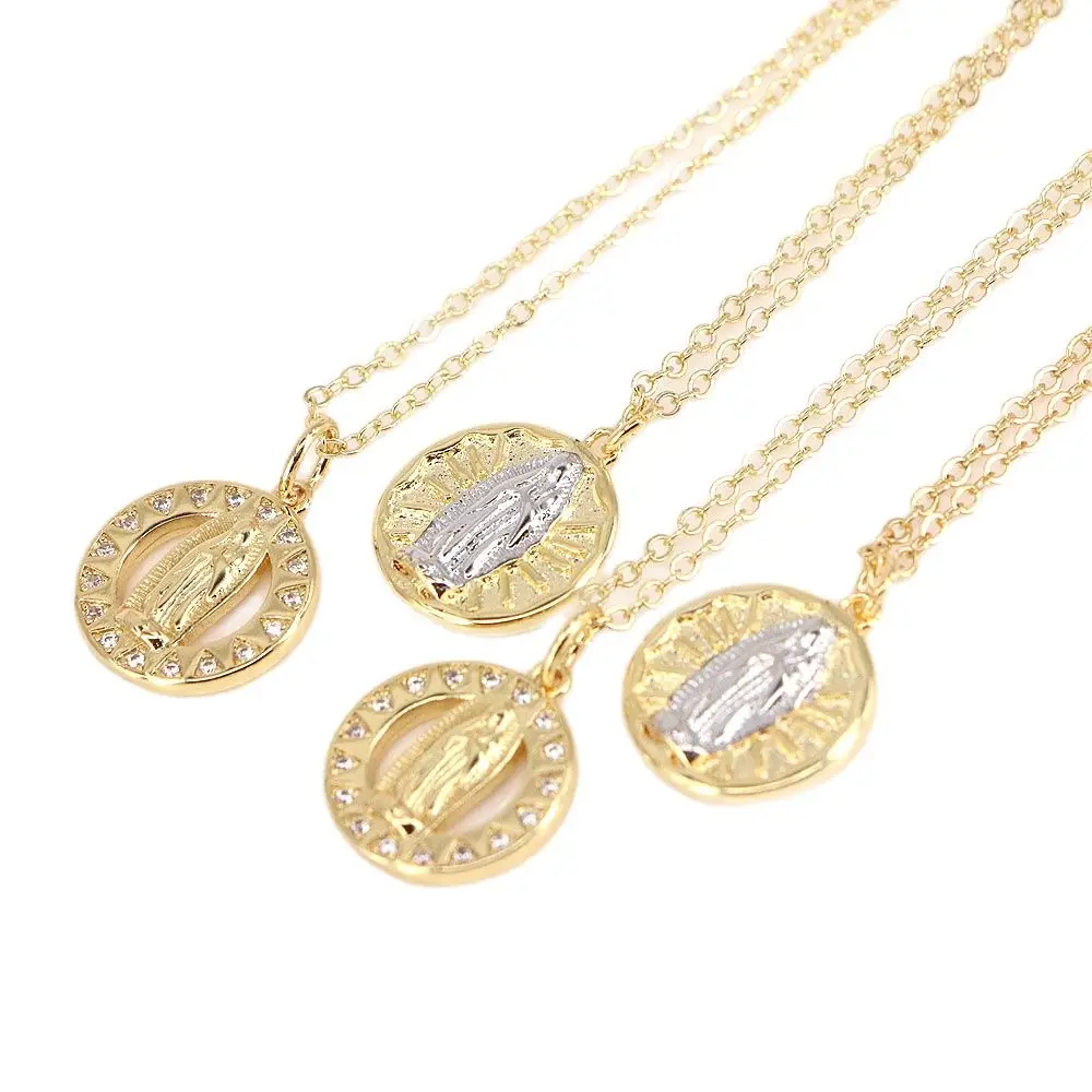 

10PCS, New Vintage Copper Virgin Mary Pendant Necklace For Women Charm Female Religious Jewelry