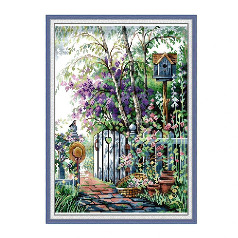 Garden path cross stitch kit aida 14ct 11ct count printed canvas stitches embroidery DIY handmade needlework