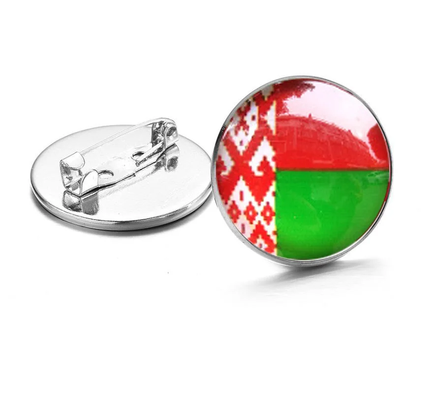 Crystal brooches badge national flag national emblem coat of arms of Belarus Lapel Pins White Knight Art Photo Glass Dome Pins